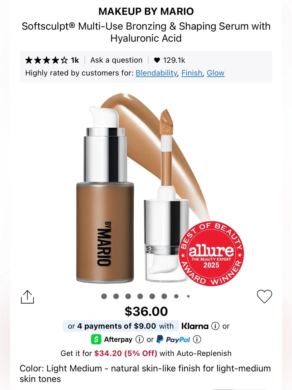 MAKEUP BY MARIO Softsculpt Bronzing & Shaping Serum with Hyaluronic Acid